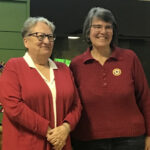 Brenda Mayer (left), recipient of a 50-year membership award and Elaine Ackerman, President Unit 250 Gackle.