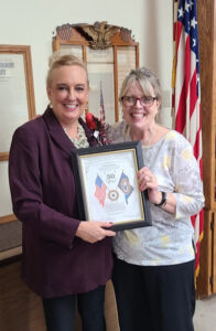 Left-Right: Dawn Johnson with Marilyn Dehne, Unit 135 Membership Chair